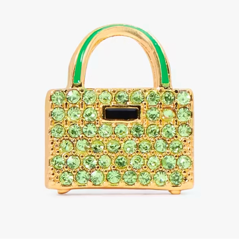 Kate Spade New York, Womens, Sweet Treasures Studs, Green/Gold, One Size - Picture 2 of 3